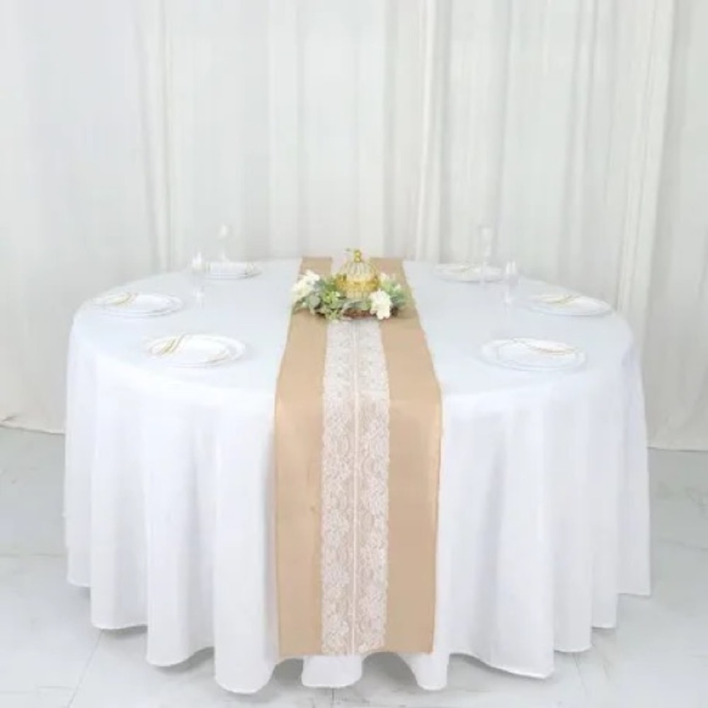 116” x 12” Burlap Lace Table Runner Rustic Farmhouse Wedding Decor Boho - Picture 2 of 6